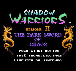 Shadow Warriors Episode II - The Dark Sword of Chaos (Europe) Title Screen